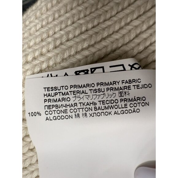 Maison Margiela MM6 Ribbed Knit Beanie With Embroidered "6" Logo In Cream - Picture 9 of 11